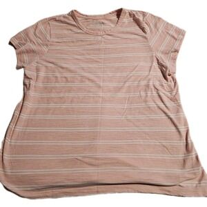 TIME and TRU Pink Ribbed Short Sleeve Scoop Neck Casual Comfy Tee XXL